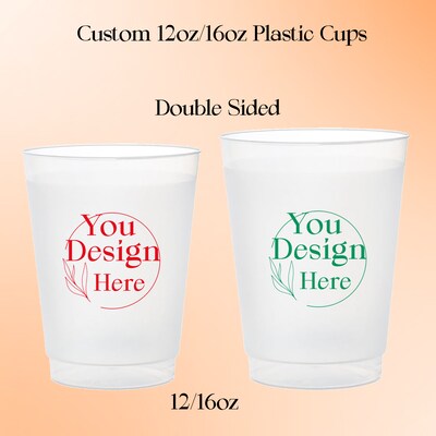 Personalized wedding 12oz 16oz Plastic Cups Monogrammed Wedding Favor Customized Shatterproof Plastic Cup Reception Rehearsal Shower Cup - image7